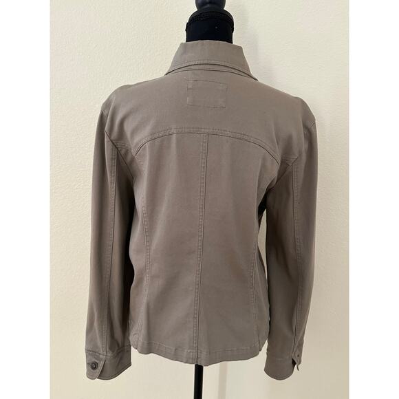 Live A Little Women Y2K Tan Button Front Long Sleeve Denim Jacket Size L - Picture 4 of 8